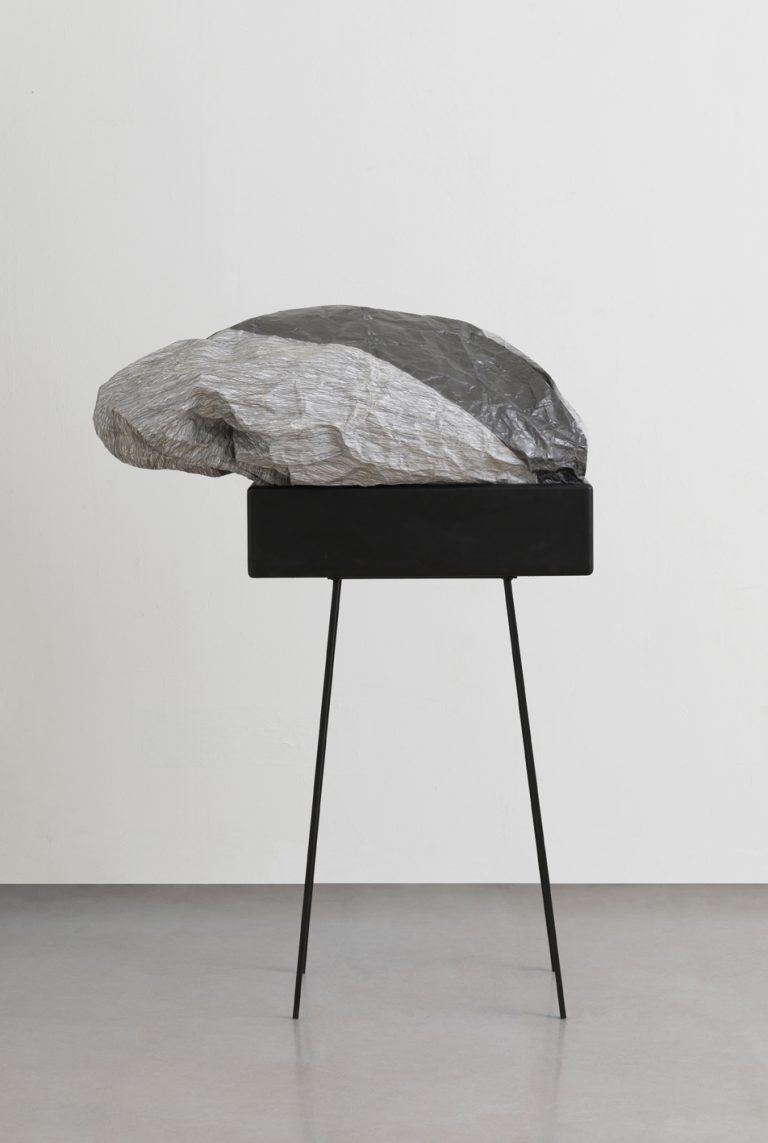 Black knife, 2018, The Seventh Biennale of Drawing in Israel, Curator: Irena Gordon, Jerusalem Print Workshop, Graphite pencil on paper, wood, iron, 130.5*85*50 cm