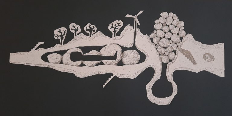 Nadav Weissman, 'Thoughts on Landscape, Body and Home', 2020, pencil on paper cutouts, 50x190 cm